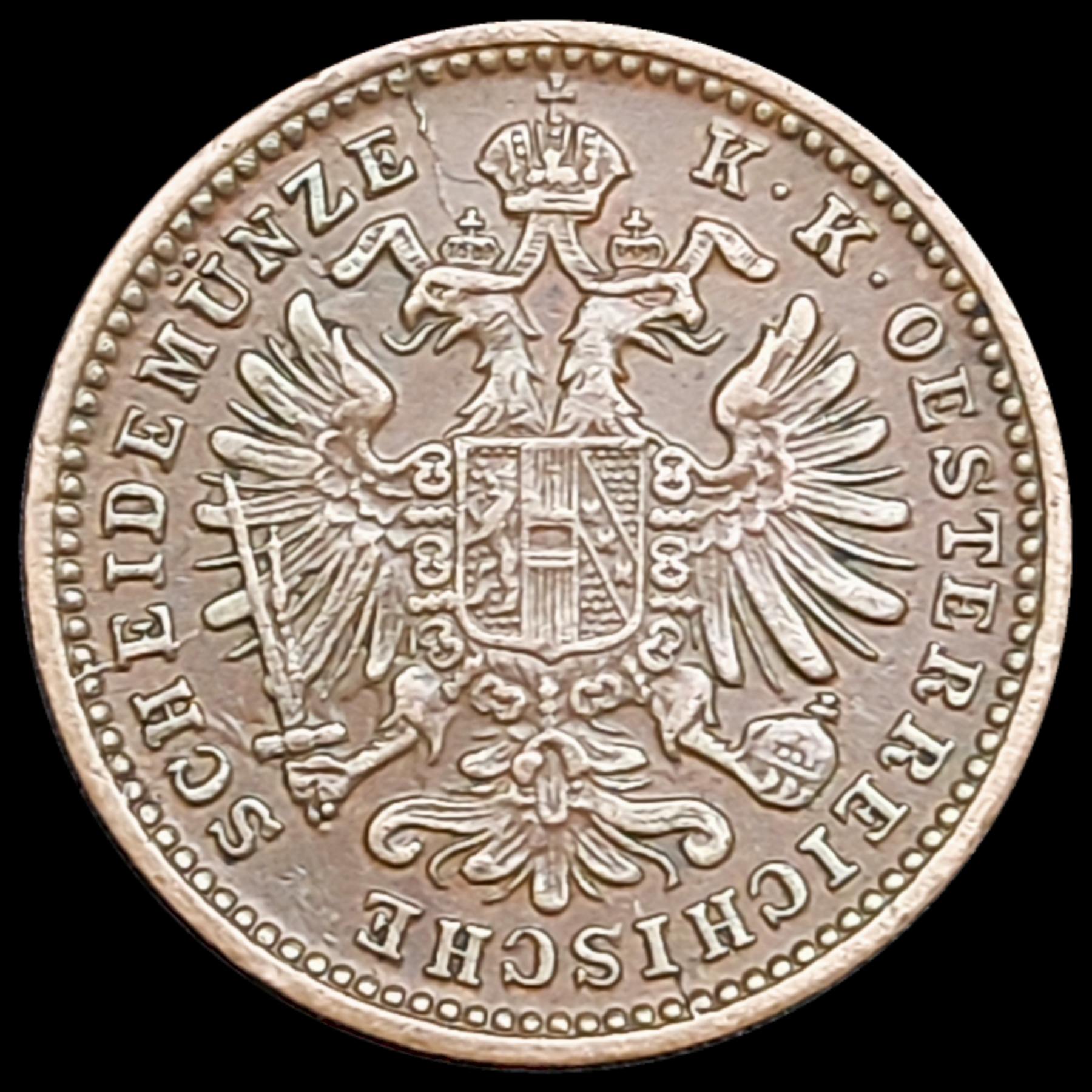 1-Kreuzer--1885----Franz-Joseph-I---Larger-Eagle-/-Die-Clash---Die-Cracks